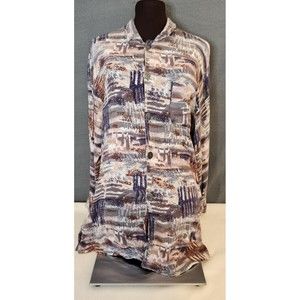 Vintage Chico's One Size Button Up Shirt Womens Large 100% Rayon‎ Abstract Print